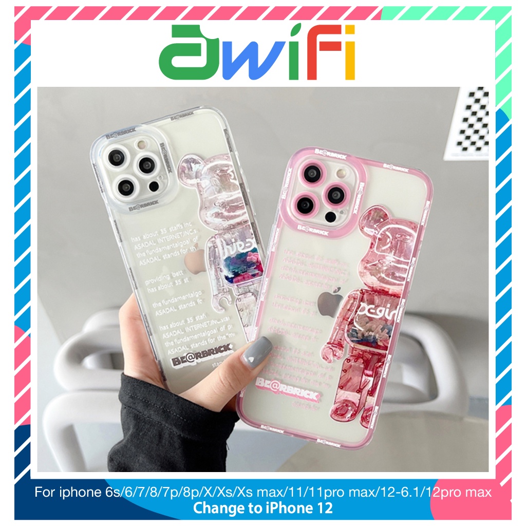 Ốp lưng iphone trong lỗ viền camera bear.brick đứng 6splus/7/7plus/8/8plus/x/xr/xs/11/12/pro/max/plus/promax-Awifi B2-12