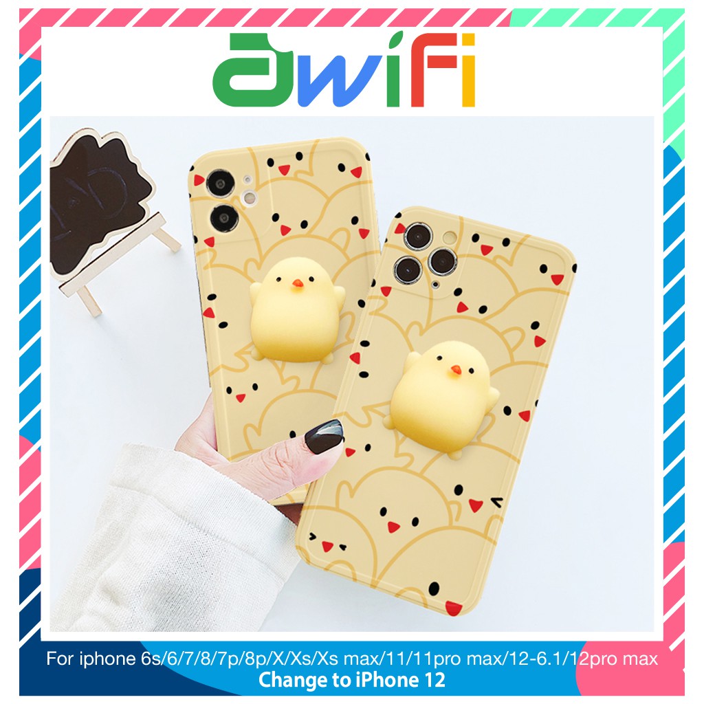Ốp lưng iphone viền nổi bóng gà bóp 6plus/6s/6splus/7/7plus/8/8plus/x/xr/xs/11/12/pro/max/plus/promax-Awifi B1-10