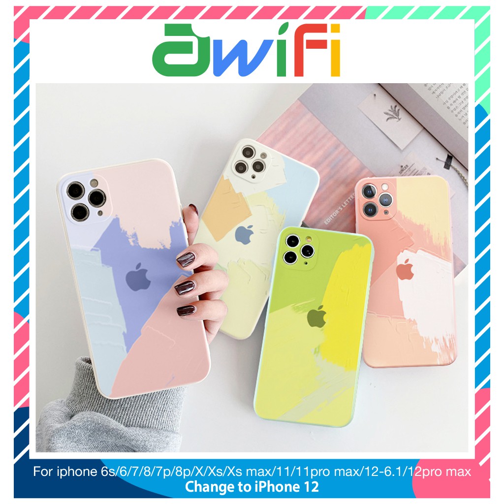 Ốp lưng iphone cạnh vuông BVC màu trái cây 6plus/6s/6splus/7/7plus/8/8plus/x/xr/xs/11/12/pro/max/plus/promax-Awifi A1-18