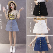 Chân Váy Denim Lưng Cao Thiết Kế Dáng Chữ A Thanh Lịch