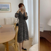 Đầm Midi Thiết Kế Dài Tay In Hoa Kiểu Hàn Quốc Thanh Lịch Cho Nữ