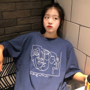 Áo thun tay ngắn dáng rộng phong cách Hàn Quốc