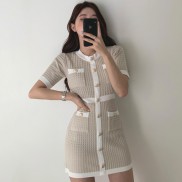  Đầm Dệt Kim Mini Cổ Tròn Xinh Xắn Theo Phong Cách Retro Dành Cho Nữ