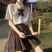 Sét áo sơ mi thêu túi, cổ + chân váy tennis TTB477