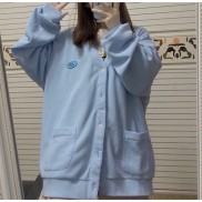 Áo cadigan thêu logo xanh