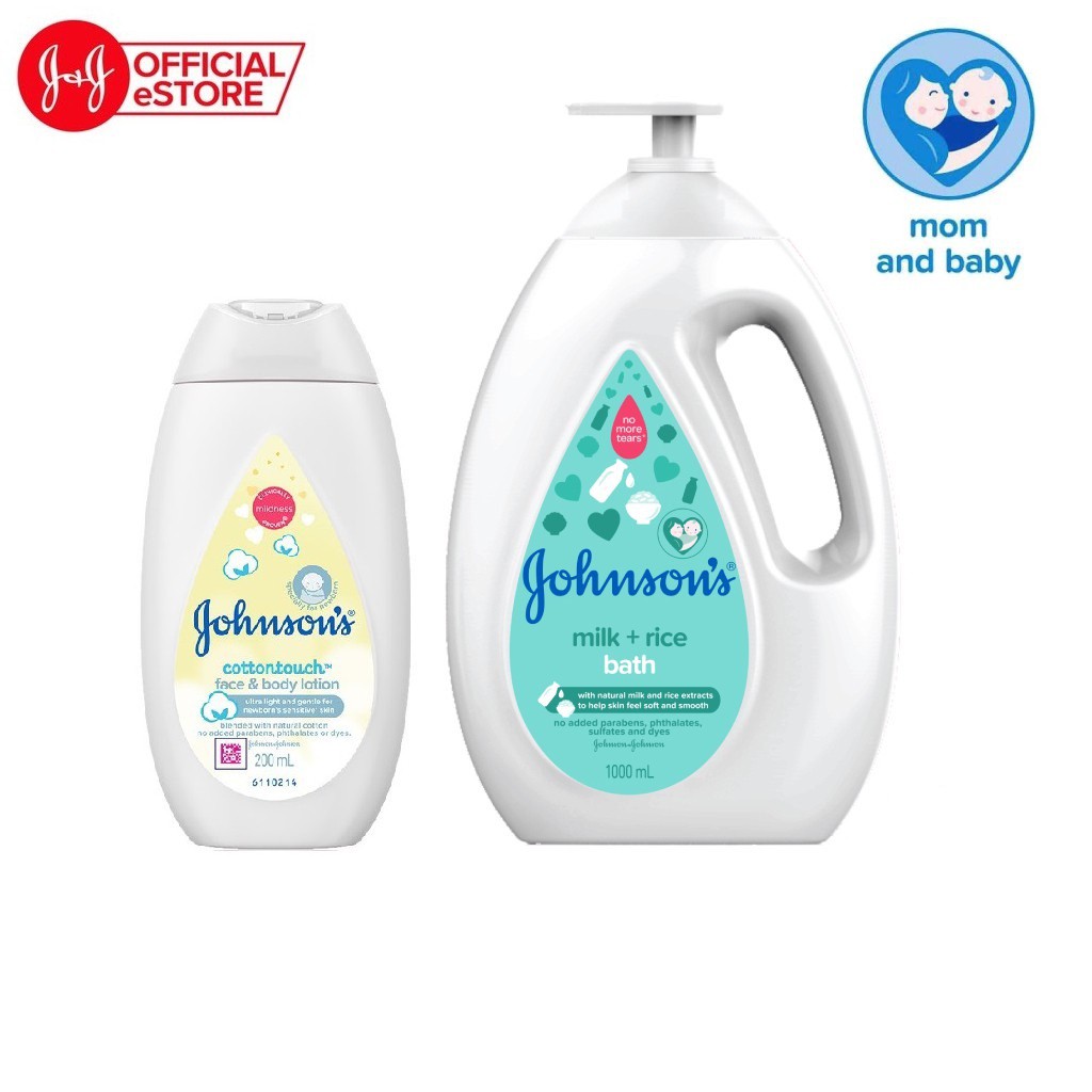 Bộ sữa tắm sữa gạo 1000ml & sữa dưỡng ẩm mềm mịn Johnson's 200ml