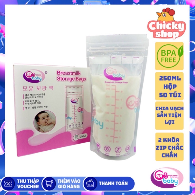Túi trữ sữa GB Baby Hàn Quốc hộp 50 túi (Bao bì mới)
