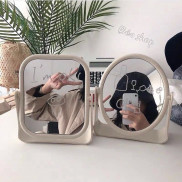 Gương trang điểm 2 mặt để bàn xinh xắn xoay 360 độ
