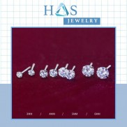 Bông tai bạc H.A.S đính một viên đá Cz 4 chấu Size 3mm-4mm-5mm-6mm - Khuyên tại nữ bạc 925