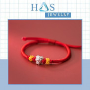 Vòng tay dây đỏ H.A.S hình con trâu bạc 14-20cm - Lắc tay dây đỏ bạc may mắn