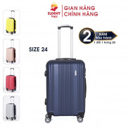 Vali kéo du lịch SUNNY TONAGO size 24 nhựa dẻo ABS, Chống va đập, khóa số an toàn