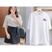 Áo Polo Tay Lỡ Chiếc Giày Màu Trắng Unisex