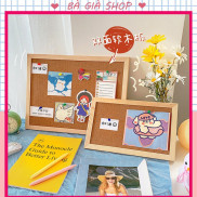 Bảng ghim gỗ bần, treo ảnh, postcard trang trí (Tặng kèm ghim + dây gai + móc)