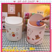 Thùng rác mini, hộp đựng nhỏ hình chiếc xô để bàn học bàn làm việc có nắp đậy tiện lợi