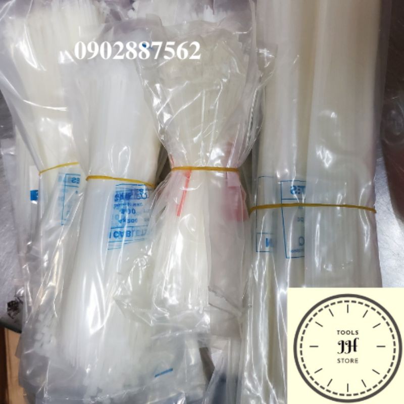 (giá sĩ) 100 dây rút nhựa, dây thít nhựa trắng đen đủ size (10cm đến 25cm)