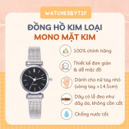 Đồng hồ nữ MONO kim loại bạc mặt đen size 22mm