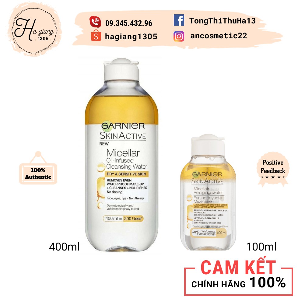 Tẩy trang Ganier vàng All in 1( tẩy trang mắt, môi, miệng, mặt trong cùng 1 sản phẩm