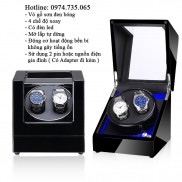 Hộp xoay đồng hồ - Vỏ Gỗ Sơn Đen Bóng - 4 chế độ xoay có đèn led - Mở lắp tự dừng - Lên dây cót đồng hồ cơ Automatic