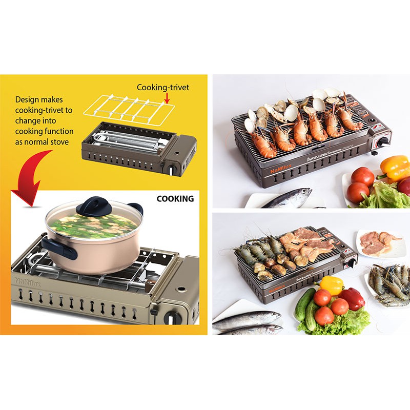 Bếp nướng ga hồng ngoại Namilux GM 2120PS, NA 24N - Bếp Nướng Du Lịch Namilux GM 2120PS, NA-24N
