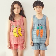 Đồ bộ ba lỗ cotton mùa hè cho bé trai, bé gái Unifriend U21-906. Size trẻ em 5-10 tuổi