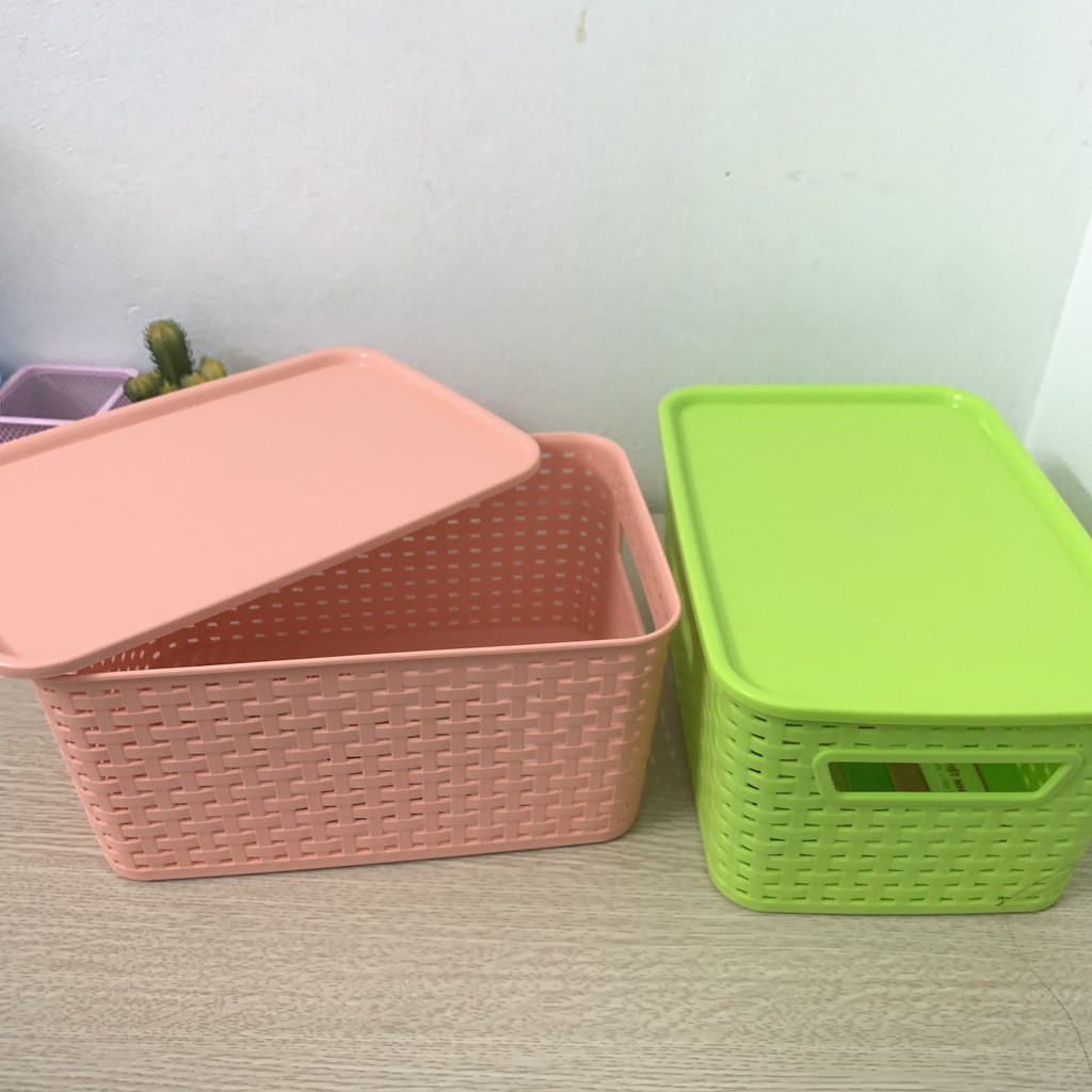 Giỏ Nhựa Hàn Quốc Song Long Có Nắp Size Tiểu Chất Liệu Nhựa Bền Đẹp ( MS: 2572 )00810