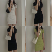 váy body len tăm cổ polo 347