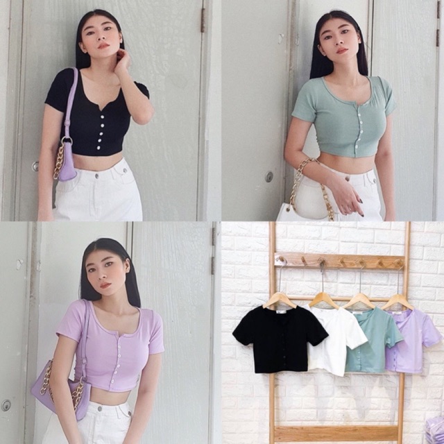 ÁO CROPTOP CÚC NHỰA GÀI THẬT