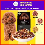 Hạt thức ăn cún cưng Captain (Túi 1.5Kg) trộn lẫn thịt bò, phô mai, cá hồi, rau củ
