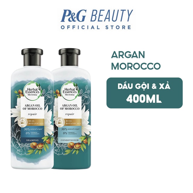 Combo Dầu Gội và Dầu Xả Herbal Essences Tinh Dầu Argan Morocco 400ml/ chai