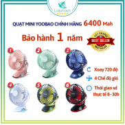 Quạt tích điện Yoobao 6400 mah Chính Hãng kẹp sạc mini FREESHIP cầm tay 4 cấp gió