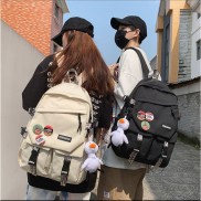 Balo đi học nam nữ ulzzang trơn màu +Tăng móc vịt+huy hiệu cho học sinh Hàn Quốc  unisex Lalunavn - A25