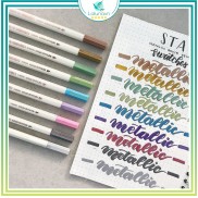 Lalunavn Bút lông mềm 10 màu sắc đầu Brush có nhũ STA Metallic Marker Pen Drawing