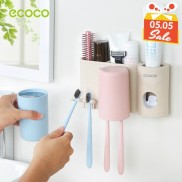 Combo bộ ECOCO nhả kem đánh răng và cốc đựng bàn chải đánh răng chất liệu lúa mạch