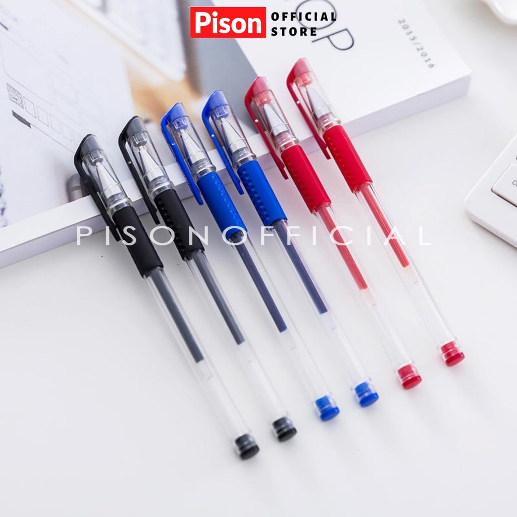 Combo 10 bút nước văn phòng xanh đỏ đen Pison - PVN1688
