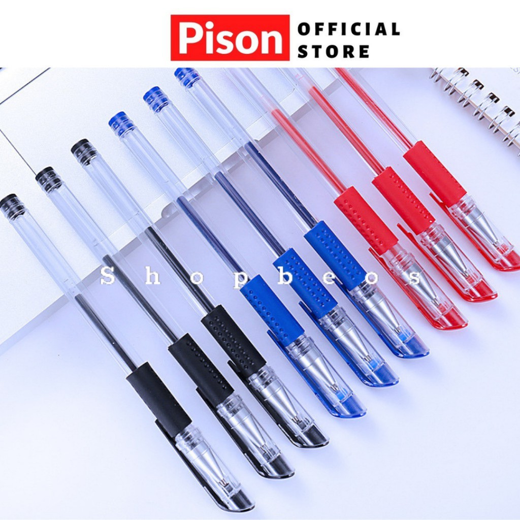 Bút bi nước văn phòng 0.5mm mực đều, nét chữ đẹp đủ màu Pison