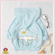  Áo khoác gió trẻ em hình cá voi dễ thương, áo khoác chống nắng cho bé trai và bé gái