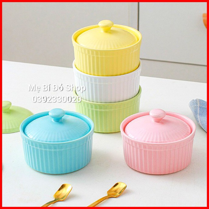 Bát Ăn Dặm Gốm Sứ Ramenkin Có Nắp 150ml