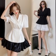Set áo vest blazer mix chân váy bí (có size XL ) S001