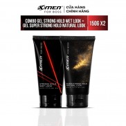 Combo 2 Keo vuốt tóc X-Men For Boss Gel Strong Hold Wet Look 150g/chai + Super Strong Hold Natural Look 150g/chai
