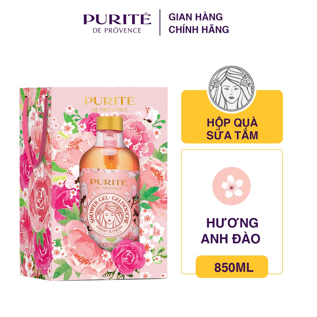 Hộp Quà Sữa Tắm Purité Hoa Anh Đào 850ml