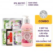 Combo 5 miếng mặt nạ Purité chăm sóc toàn diện 20gx5 tặng Sữa dưỡng thể Purite Hương Hoa Hồng 250ml