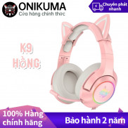 Tai nghe chơi game tai mèo hồng Onikuma K9 hiệu ứng âm thanh 7.1 với điện thoại máy tính xách tay giảm tiếng ồn