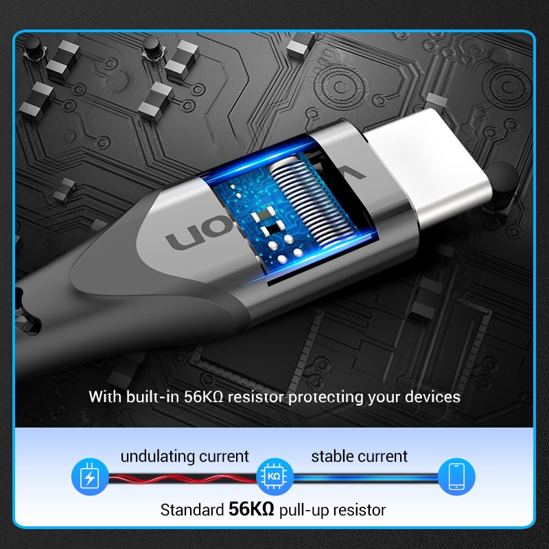 Cáp Sạc Vention Micro USB / Type C Cho Điện Thoại Samsung Xiaomi Tốc Độ Cao 3A Dài 1M