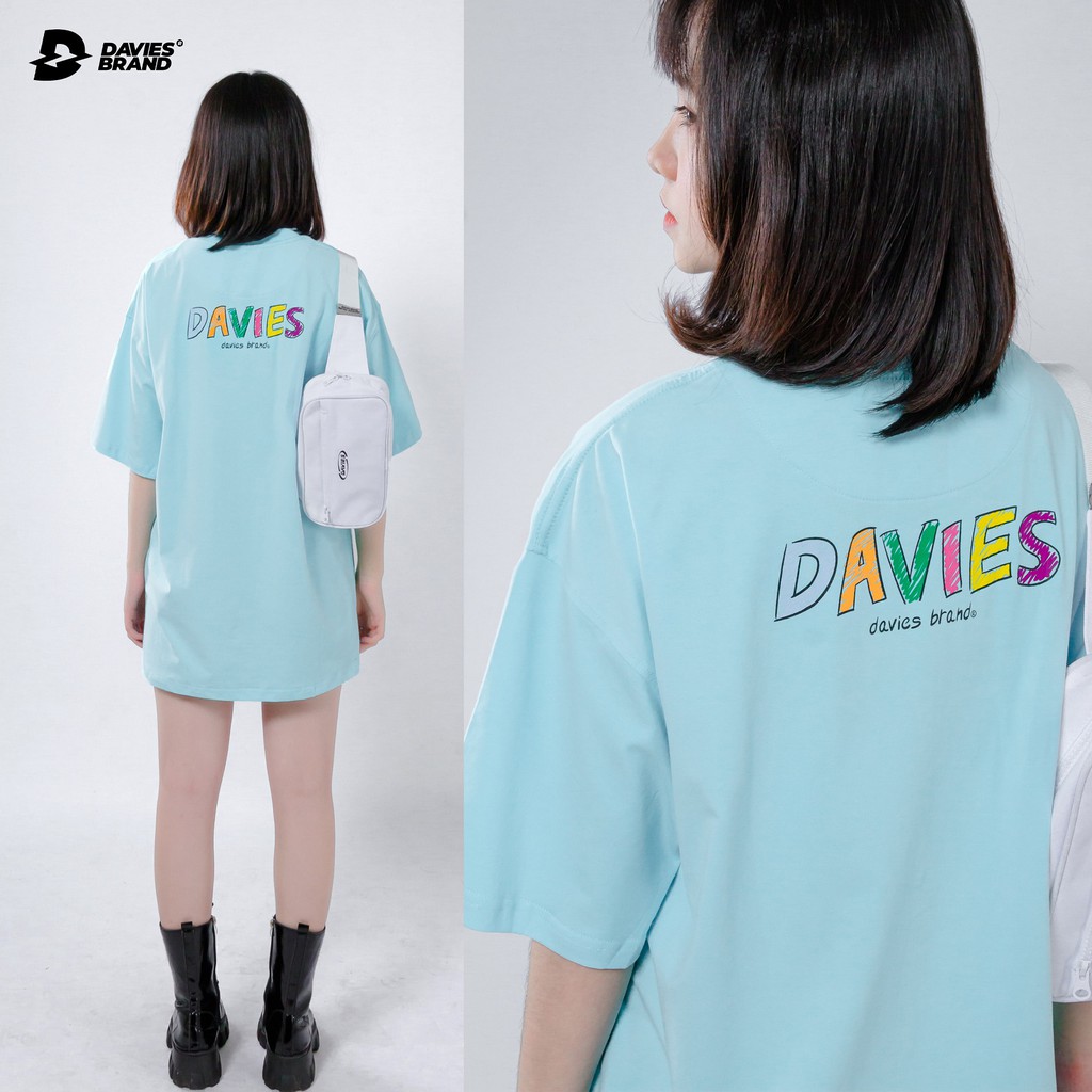 Áo thun nữ tay lỡ form rộng Davies brand - Blue Painting Tee.