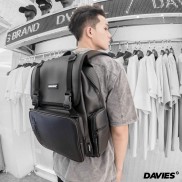 Balo đi học nam nữ Davies - Balo da nam màu đen Leather Box Backpack.