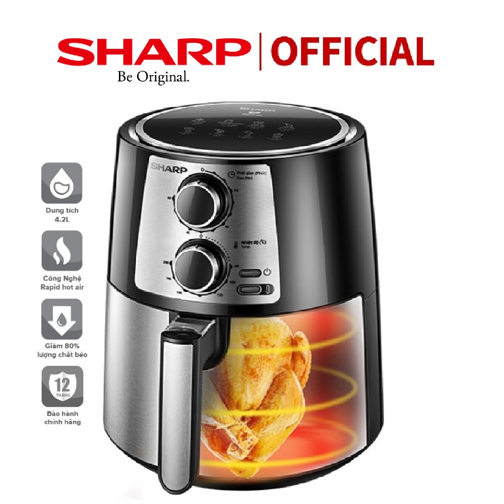 Nồi chiên không dầu Sharp KF-AF42MV-ST chống dính 4,2L 1250W -1450W - Bảo Hành chính hãng 12 Tháng