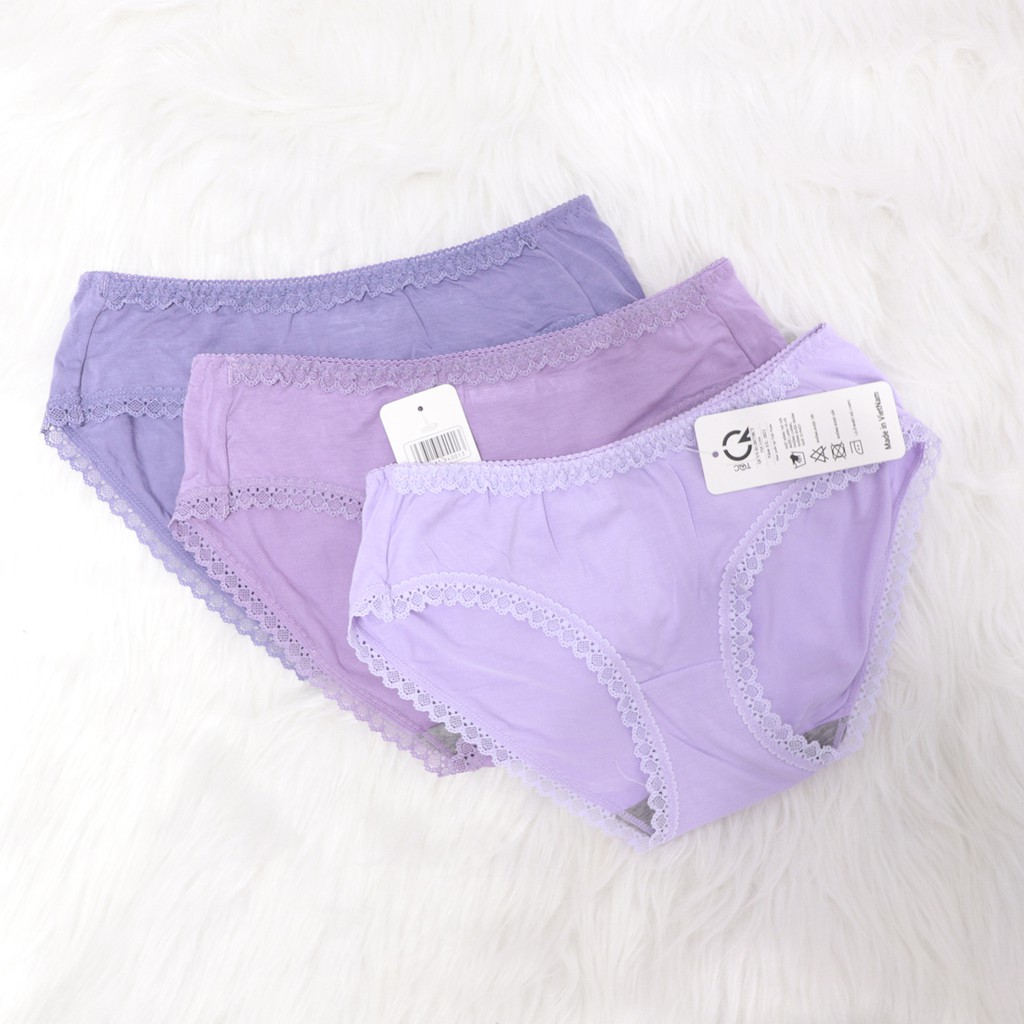 Quần chip nữ Emspo cotton viền ren cao cấp QC0364
