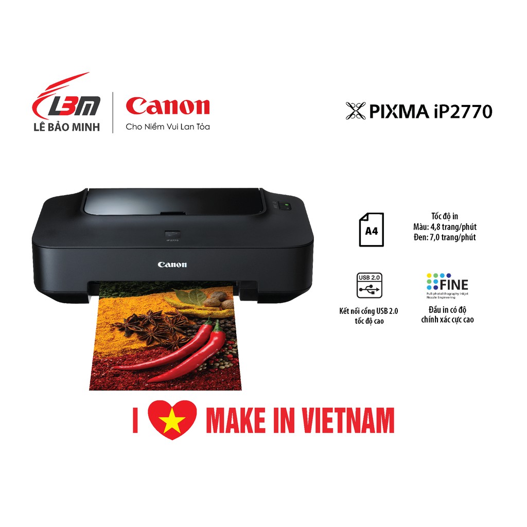 Máy in phun Canon đơn năng A4 Pixma IP2770 - chính hãng