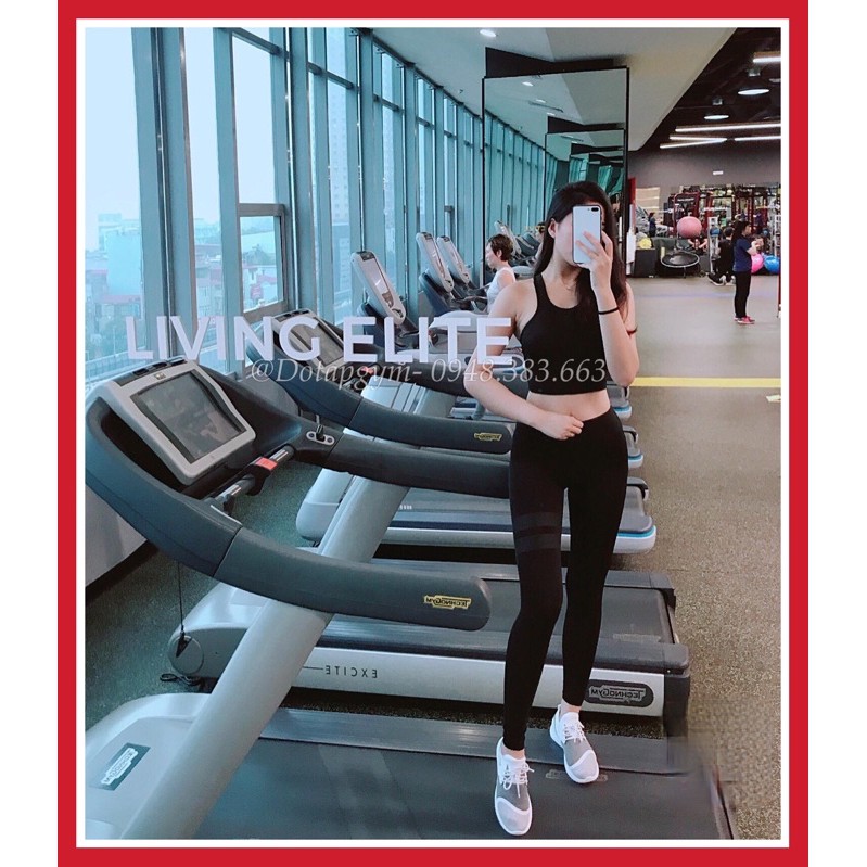 Đồ tập gym , bộ đồ tập thể thao nữ kẻ vạch ngang mờ (form nhỏ)